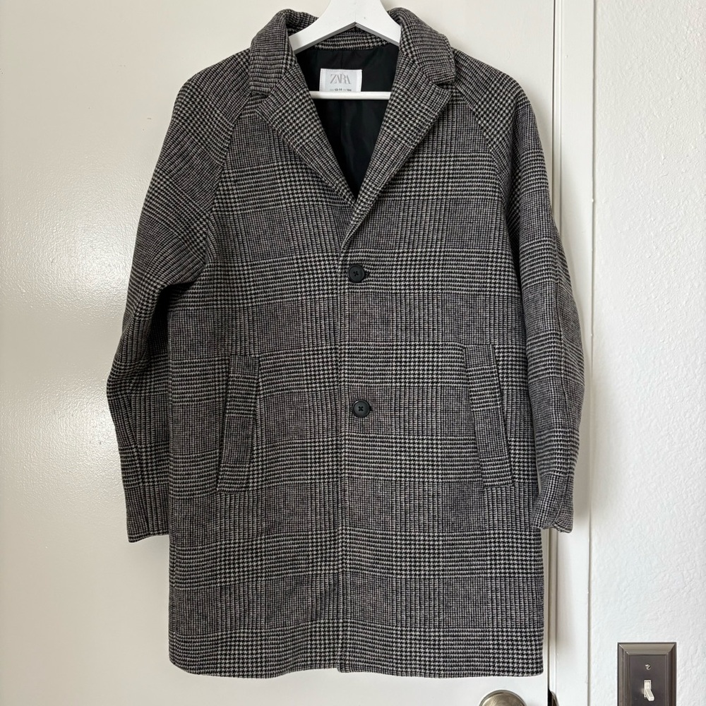Zara Kid’s Grey Plaid Coat